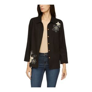 Linen Blend Embroidery Blouse Boxy Shirt Lightweight Jacket Shacket M Sag Harbor